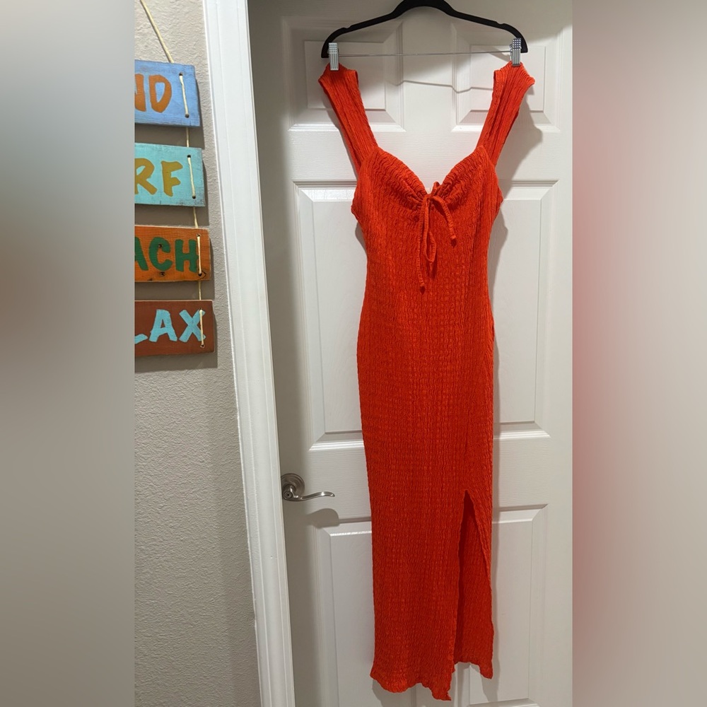 Chic Orange Knit Maxi Dress